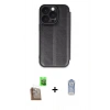 MARSİLYAN™- iPhone 16 Pro Max Kılıf Zirve Yansıma Serisi - Siyah Joko Magic 5D Cam + Çöl Titanyum Raze Metal Kamera Lens