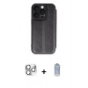 MARSİLYAN™- iPhone 16 Pro Max Kılıf Zirve Yansıma Serisi - Siyah Joko Magic 5D Cam + Pers Alüminyum Kamera Lens - GS