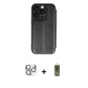 MARSİLYAN™- iPhone 16 Pro Max Kılıf Zirve Yansıma Serisi - Siyah Joko Magic 5D Hayalet Cam + Pers Alüminyum Kamera Lens - GS
