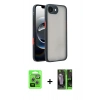 MARSİLYAN™- iPhone 16E Kılıf Ahenk Çizgi Serisi - Şeffaf 360 Full Body Arka Koruyucu + Raze Metal Kamera Lens - GS