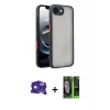 MARSİLYAN™- iPhone 16E Kılıf Ahenk Çizgi Serisi - Şeffaf 360 Full Body Arka Koruyucu + Bilvis Titan Kamera Lens - RW