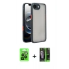 MARSİLYAN™- iPhone 16E Kılıf Ahenk Çizgi Serisi - Şeffaf 360 Full Body Arka Koruyucu + Raze Metal Kamera Lens - SH