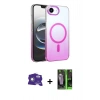 MARSİLYAN™- iPhone 16E Kılıf Ahenk Doku Özel Seri - Şeffaf 360 Full Body Arka Koruyucu + Bilvis Titan Kamera Lens - BZ