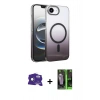 MARSİLYAN™- iPhone 16E Kılıf Ahenk Doku Özel Seri - Şeffaf 360 Full Body Arka Koruyucu + Rainbow Bilvis Titan Kamera Lens