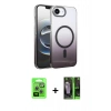 MARSİLYAN™- iPhone 16E Kılıf Ahenk Doku Özel Seri - Şeffaf 360 Full Body Arka Koruyucu + Raze Metal Kamera Lens - GS