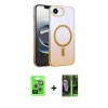 MARSİLYAN™- iPhone 16E Kılıf Ahenk Doku Özel Seri - Şeffaf 360 Full Body Arka Koruyucu + Raze Metal Kamera Lens - GS