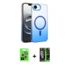 MARSİLYAN™- iPhone 16E Kılıf Ahenk Doku Özel Seri - Şeffaf 360 Full Body Arka Koruyucu + Raze Metal Kamera Lens - GS