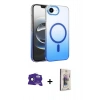 MARSİLYAN™- iPhone 16E Kılıf Ahenk Doku Özel Seri - Siyah Bilvis 3D Cam Ekran Koruyucu + Bilvis Titan Kamera Lens - SH