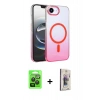 MARSİLYAN™- iPhone 16E Kılıf Ahenk Doku Özel Seri - Siyah Bilvis 3D Cam Ekran Koruyucu + Raze Metal Kamera Lens - SH