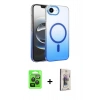 MARSİLYAN™- iPhone 16E Kılıf Ahenk Doku Özel Seri - Siyah Bilvis 3D Cam Ekran Koruyucu + Raze Metal Kamera Lens - SH
