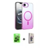 MARSİLYAN™- iPhone 16E Kılıf Ahenk Doku Özel Seri - Siyah Bilvis 3D Cam Ekran Koruyucu + Raze Metal Kamera Lens - SH