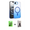 MARSİLYAN™- iPhone 16E Kılıf Ahenk Doku Özel Seri - Siyah Bilvis Hayalet Cam Ekran Koruyucu + Raze Metal Kamera Lens - GS
