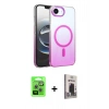 MARSİLYAN™- iPhone 16E Kılıf Ahenk Doku Özel Seri - Siyah Bilvis Hayalet Cam Ekran Koruyucu + Raze Metal Kamera Lens - GS