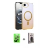 MARSİLYAN™- iPhone 16E Kılıf Ahenk Doku Özel Seri - Siyah Bilvis Hayalet Cam Ekran Koruyucu + Raze Metal Kamera Lens - GS