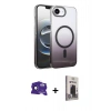 MARSİLYAN™- iPhone 16E Kılıf Ahenk Doku Özel Seri - Siyah Bilvis Hayalet Cam Ekran Koruyucu + Bilvis Titan Kamera Lens - SH