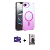 MARSİLYAN™- iPhone 16E Kılıf Ahenk Doku Özel Seri - Siyah Bilvis Hayalet Cam Ekran Koruyucu + Bilvis Titan Kamera Lens - SH