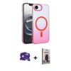 MARSİLYAN™- iPhone 16E Kılıf Ahenk Doku Özel Seri - Siyah Bilvis Hayalet Cam Ekran Koruyucu + Bilvis Titan Kamera Lens - SH