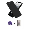 MARSİLYAN™- iPhone 16E Kılıf Ahenk Serisi - Siyah Bilvis 3D Cam Ekran Koruyucu + Bilvis Titan Kamera Lens - RW