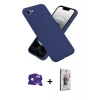 MARSİLYAN™- iPhone 16E Kılıf Ahenk Serisi - Siyah Bilvis 3D Cam Ekran Koruyucu + Bilvis Titan Kamera Lens - SH