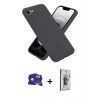 MARSİLYAN™- iPhone 16E Kılıf Ahenk Serisi - Siyah Bilvis 3D Cam Ekran Koruyucu + Bilvis Titan Kamera Lens - SH