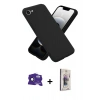 MARSİLYAN™- iPhone 16E Kılıf Ahenk Serisi - Siyah Bilvis 3D Cam Ekran Koruyucu + Bilvis Titan Kamera Lens - SH