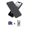 MARSİLYAN™- iPhone 16E Kılıf Ahenk Serisi - Siyah Bilvis 3D Cam Ekran Koruyucu + Bilvis Titan Kamera Lens - RW