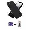 MARSİLYAN™- iPhone 16E Kılıf Ahenk Serisi - Siyah Bilvis Hayalet Cam Ekran Koruyucu + Bilvis Titan Kamera Lens - BZ