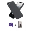 MARSİLYAN™- iPhone 16E Kılıf Ahenk Serisi - Siyah Bilvis Hayalet Cam Ekran Koruyucu + Bilvis Titan Kamera Lens - RW