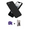 MARSİLYAN™- iPhone 16E Kılıf Ahenk Serisi - Siyah Bilvis Hayalet Cam Ekran Koruyucu + Bilvis Titan Kamera Lens - RW