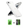 MARSİLYAN™- iPhone 16E Kılıf Ahenk Yansıma Prime - Şeffaf 360 Full Body Arka Koruyucu + Raze Metal Kamera Lens - SH