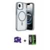 MARSİLYAN™- iPhone 16E Kılıf Akış Form - Şeffaf 360 Full Body Arka Koruyucu + Bilvis Titan Kamera Lens - BZ