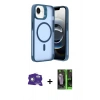 MARSİLYAN™- iPhone 16E Kılıf Akış Form - Şeffaf 360 Full Body Arka Koruyucu + Bilvis Titan Kamera Lens - BZ