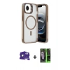 MARSİLYAN™- iPhone 16E Kılıf Akış Form - Şeffaf 360 Full Body Arka Koruyucu + Bilvis Titan Kamera Lens - RW