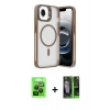 MARSİLYAN™- iPhone 16E Kılıf Akış Form - Şeffaf 360 Full Body Arka Koruyucu + Raze Metal Kamera Lens - SH