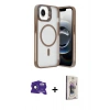 MARSİLYAN™- iPhone 16E Kılıf Akış Form - Siyah Bilvis 3D Cam Ekran Koruyucu + Bilvis Titan Kamera Lens - SH