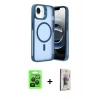 MARSİLYAN™- iPhone 16E Kılıf Akış Form - Siyah Bilvis 3D Cam Ekran Koruyucu + Raze Metal Kamera Lens - SH