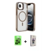 MARSİLYAN™- iPhone 16E Kılıf Akış Form - Siyah Bilvis 3D Cam Ekran Koruyucu + Raze Metal Kamera Lens - SH