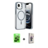 MARSİLYAN™- iPhone 16E Kılıf Akış Form - Siyah Bilvis 3D Cam Ekran Koruyucu + Raze Metal Kamera Lens - SH