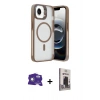 MARSİLYAN™- iPhone 16E Kılıf Akış Form - Siyah Bilvis Hayalet Cam Ekran Koruyucu + Bilvis Titan Kamera Lens - BZ