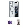 MARSİLYAN™- iPhone 16E Kılıf Akış Form - Siyah Bilvis Hayalet Cam Ekran Koruyucu + Bilvis Titan Kamera Lens - SH