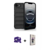 MARSİLYAN™- iPhone 16E Kılıf Atlas Koleksiyonu - Siyah Bilvis 3D Cam Ekran Koruyucu + Bilvis Titan Kamera Lens - SH