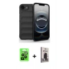 MARSİLYAN™- iPhone 16E Kılıf Atlas Koleksiyonu - Siyah Bilvis Hayalet Cam Ekran Koruyucu + Raze Metal Kamera Lens - SH