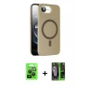 MARSİLYAN™- iPhone 16E Kılıf Çekirdek Modern Prime - Şeffaf 360 Full Body Arka Koruyucu + Siyah Raze Metal Kamera Lens