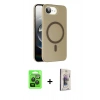 MARSİLYAN™- iPhone 16E Kılıf Çekirdek Modern Prime - Siyah Bilvis 3D Cam Ekran Koruyucu + Raze Metal Kamera Lens - SH