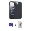 MARSİLYAN™- iPhone 16E Kılıf Doruk Serisi - Siyah Bilvis 3D Cam Ekran Koruyucu + Bilvis Titan Kamera Lens - RW
