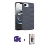 MARSİLYAN™- iPhone 16E Kılıf Doruk Serisi - Siyah Bilvis 3D Cam Ekran Koruyucu + Bilvis Titan Kamera Lens - RW
