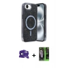 MARSİLYAN™- iPhone 16E Kılıf Eksen Çizgi - Şeffaf 360 Full Body Arka Koruyucu + Bilvis Titan Kamera Lens - SH