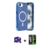 MARSİLYAN™- iPhone 16E Kılıf Eksen Çizgi - Şeffaf 360 Full Body Arka Koruyucu + Bilvis Titan Kamera Lens - SH