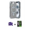 MARSİLYAN™- iPhone 16E Kılıf Eksen Çizgi - Şeffaf 360 Full Body Arka Koruyucu + Bilvis Titan Kamera Lens - SH