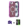 MARSİLYAN™- iPhone 16E Kılıf Eksen Çizgi - Şeffaf 360 Full Body Arka Koruyucu + Bilvis Titan Kamera Lens - RW